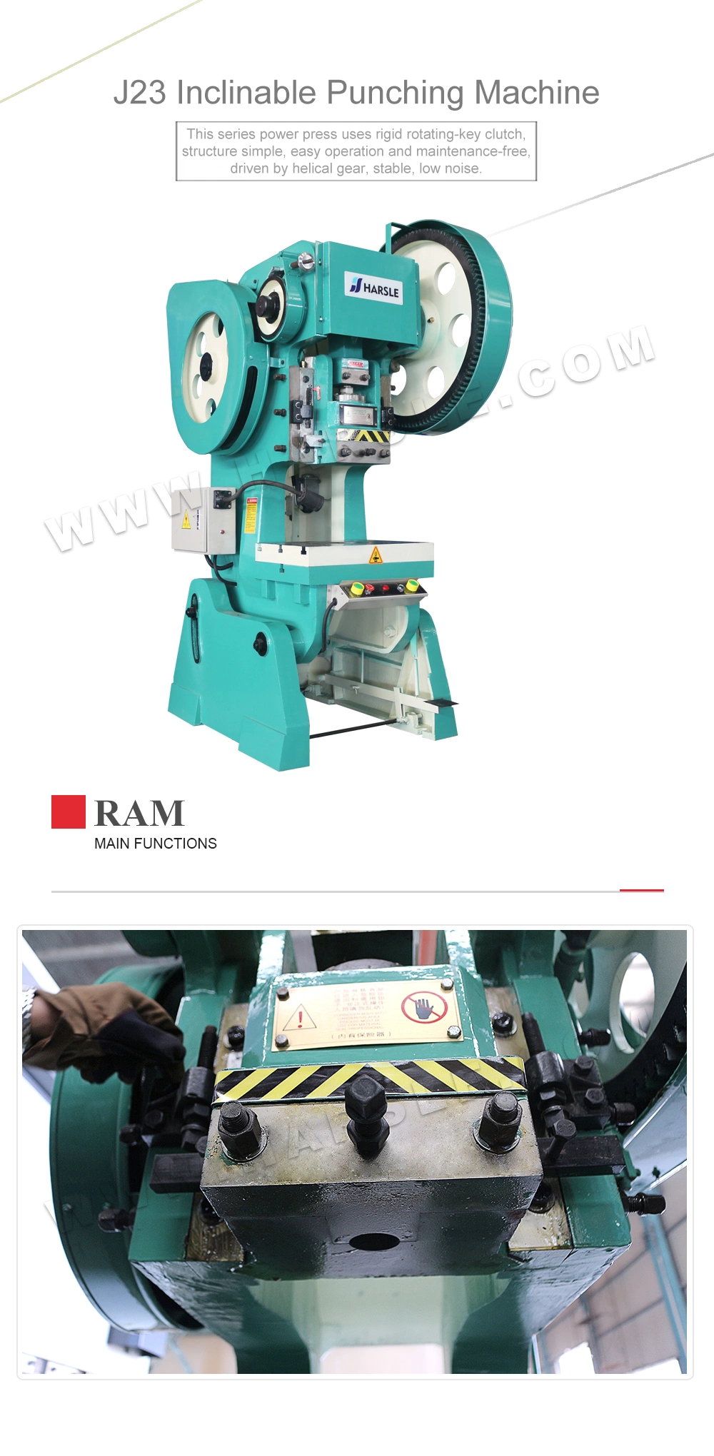 HARSLE C-Frame Deep Throat Inclinable Open Back Power Press J23-40ton Punching Machine